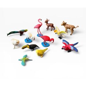 Lot of 12 1998 Safari LLC Vintage Birds  Animals Hard Plastic Figures
